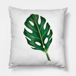 Monstera Leaf Skull Tropical Leaves Botanical Green Pillow