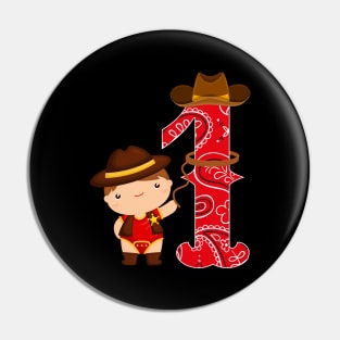 Kids 1st Birthday One Year Old Baby Cowboy Party Western Rodeo Pin