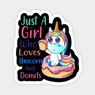 Just A Girl Who Loves Unicorn And Donuts Donut Day Magnet