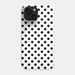 Black Polka Dots Pattern on White Background Phone Case