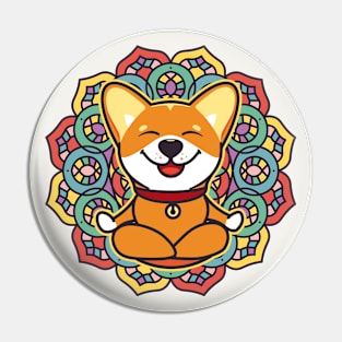 Shiba Inu Yoga Corgi Mandala Meditation Funny Meme Dog Pin