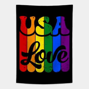 USA Rainbow Love Tapestry