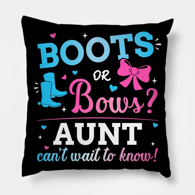 Gender reveal boots or bows aunt matching baby party Pillow by Designzz