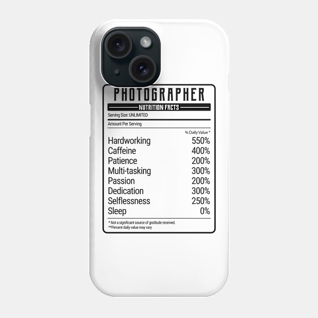 photographer nutrition value Phone Case by IndigoPine