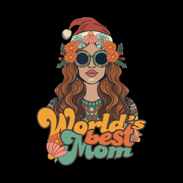 World's best mom with hippie christmas hat by Kuku Craft