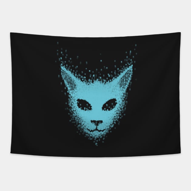 Particle Cat (blue) Tapestry by Zovya