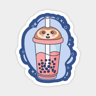 Sloth Boba Tea Cup Kawaii Bubble Tea Lover Magnet