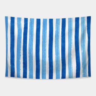 Blue and white vertical striped pattern Tapestry