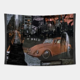 Halloween aesthetics orange NY devil New York ghost spooky creepy skeleton moon Tapestry