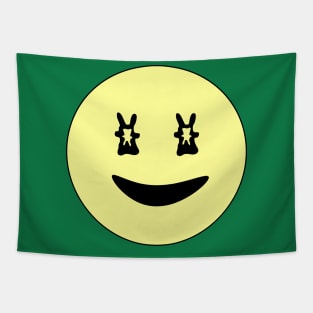 Classic retro Smiley Face Emoji with Bunny Eyes Tapestry