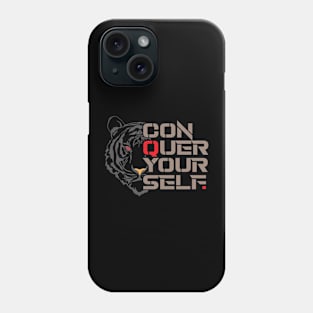 Conquer Yourself A Tiger Face For Dark Background Good Motivational Quotes Phone Case