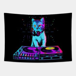 Vaporwave Cat DJ Tapestry