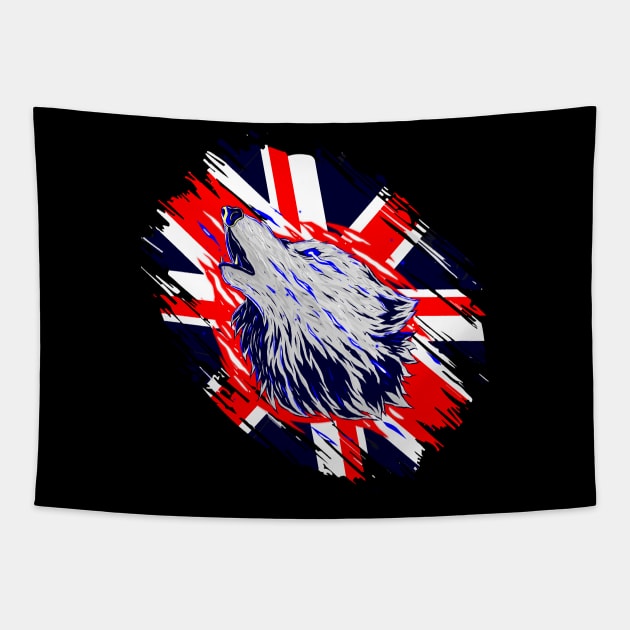 English wolf UK union jack Great Britain t-shirt Tapestry by hammerhead555000