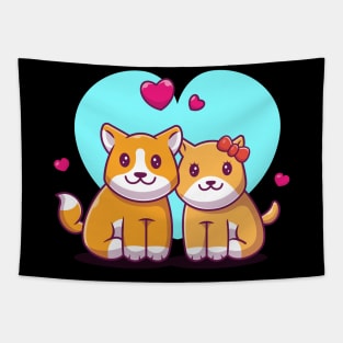 Couple of dog cartoon Tapestry