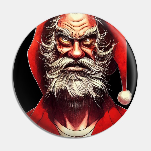 Scary Santa Claus Christmas Pin by S-Log