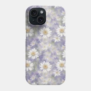 Watercolor Violet Background With Big White Daisy Phone Case