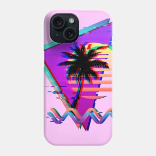 Vaporwave Palm Sunset 80s 90s Retro Glitch Aesthetic Phone Case