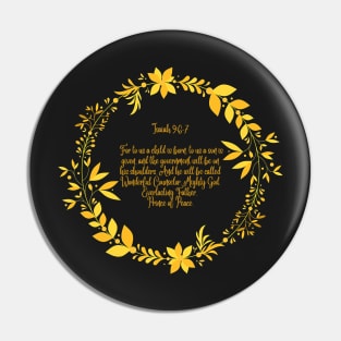 For Unto Us a Child is Born - Bible Verse Gold Lettering - Christian Christmas Design Pin