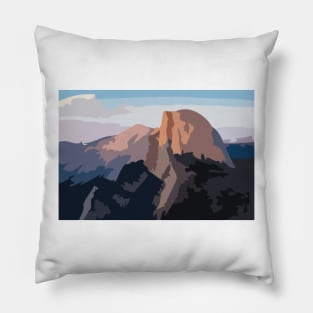 Half Dome in Yosemite National Park Digital Painting Pillow