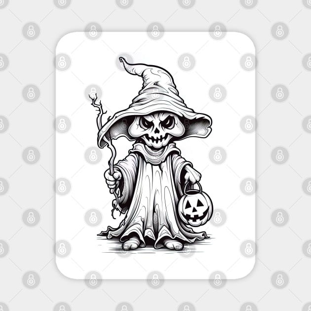 scary witch on white background Magnet by Maverick Media