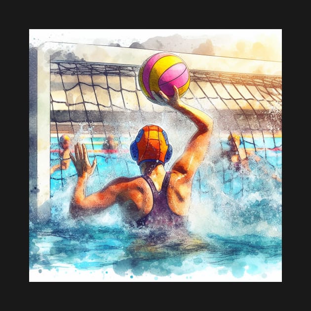 Artistic illustration of women playing water polo by WelshDesigns