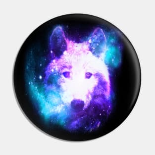 Dramabite Wolf Galaxy Surreal Wild Lone Wolves Double Exposure Stars Pin