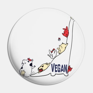 Brontosaurus and Vegan Friends Pin