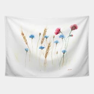 Cornfield with cornflowers and poppies Tapestry