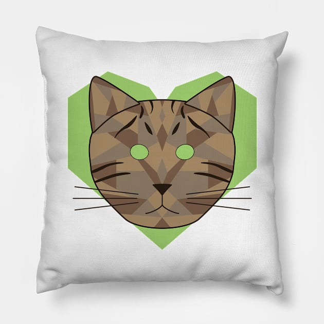 Geometric Tabby Cat Pillow by Kali Farnsworth