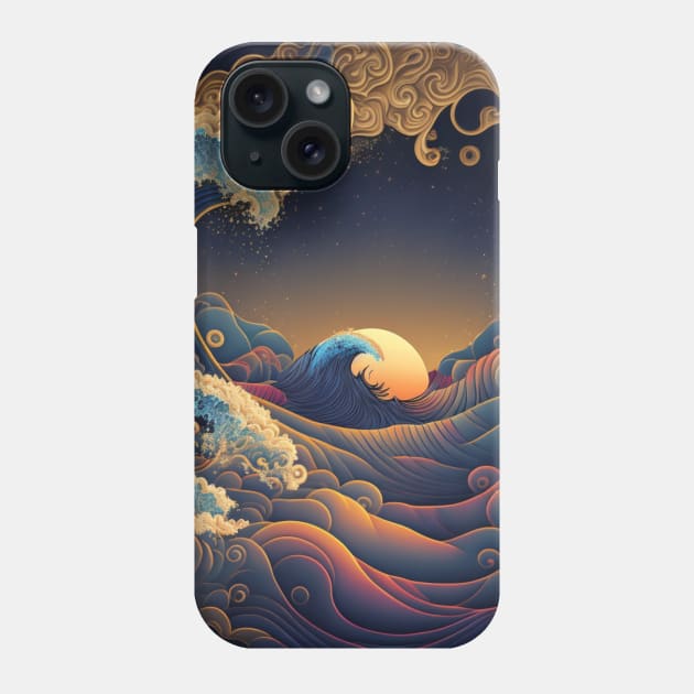 Perfect Waves In The Moonlight Phone Case by gibah