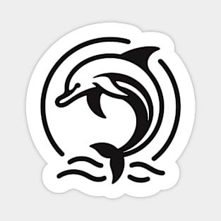 Stick Figure of a Dolphin in Black Ink Magnet