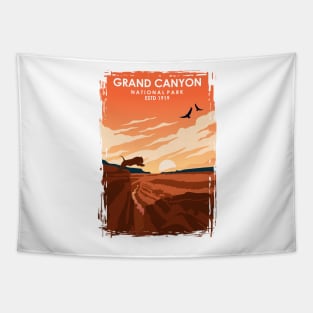 Grand Canyon Vintage Minimal Retro National Park Travel Poster Tapestry