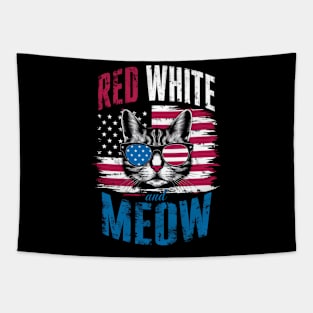 Red White And meow sunglasses Tapestry