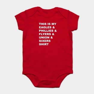 Philadelphia Baby Bodysuit. Phillies Eagles Sixers Flyers 