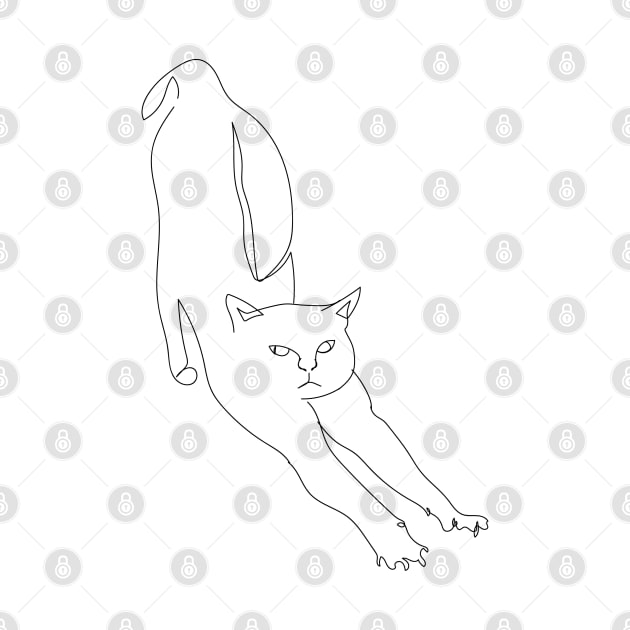 Lineart cat stretching by zaiynabhw