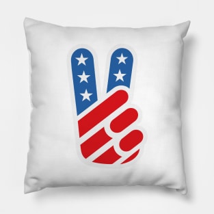 American Peace Sign (Full Color on White) Pillow