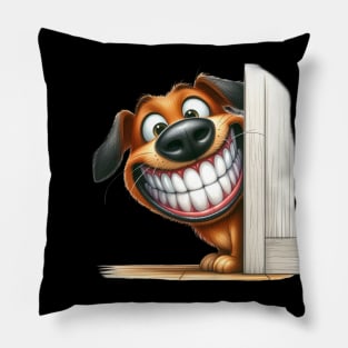 Cute  Dog Peeking around a corner Pillow