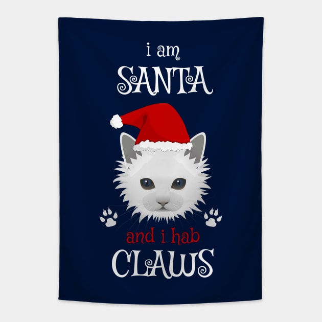 I AM SANTA AND I HAB CLAWS Cute Cat Tapestry by WeirdFlex