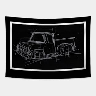 Vintage Truck Blackboard Sketch Tapestry