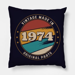 Vintage, Made in 1974 Retro Badge Pillow