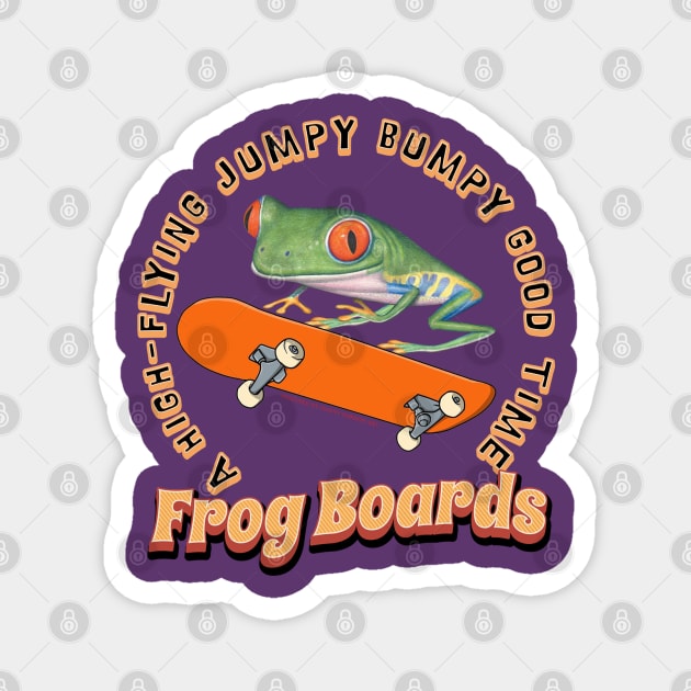 Funny Cute Red Eyed Tree Frog Riding Skateboard Magnet by Danny Gordon Art