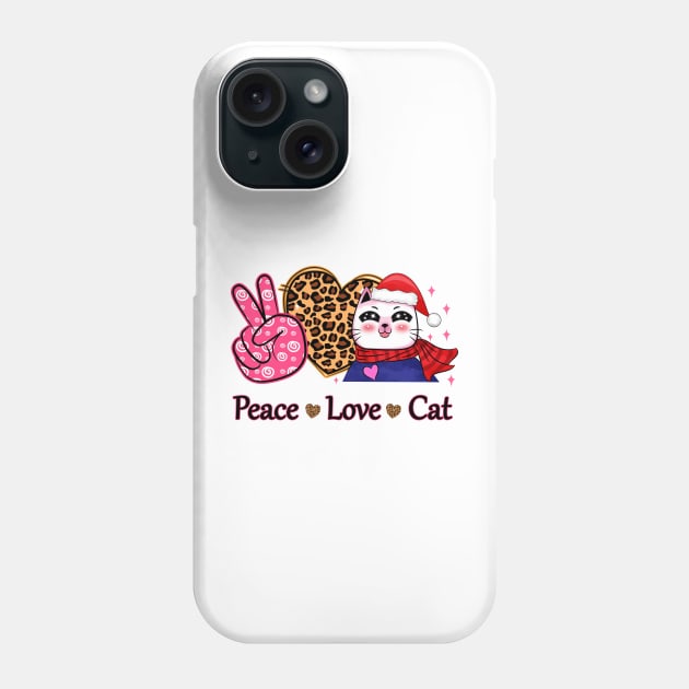 Peace Love Cat Santa Phone Case by lunamoonart