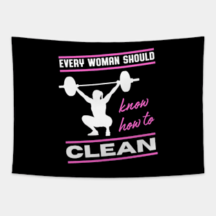 Woman Clean Fun Weightlifting Fitness Gym Tapestry