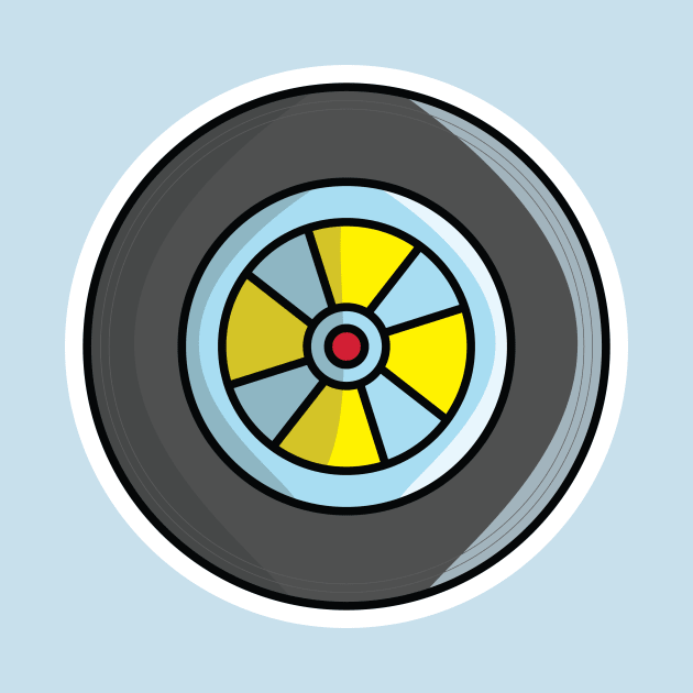 Sport Car Wheel Tire vector illustration. Transportation object icon concept. Tire shop logo design. Rubber tire or car tire logo. Automotive wheel high-speed motion. by AlviStudio