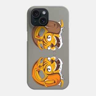 Two Tigers wearing vintage flying helmet's and goggles Phone Case