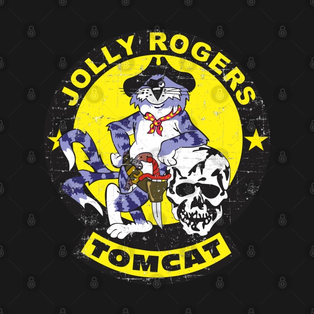 Grumman F-14 Tomcat - Jolly Rogers - yellow Grunge Style by TomcatGypsy