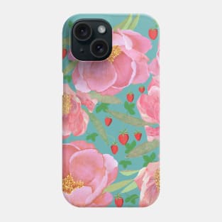 Peony and strawberry Phone Case