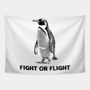 Fight or Flight Funny Penguin Tapestry