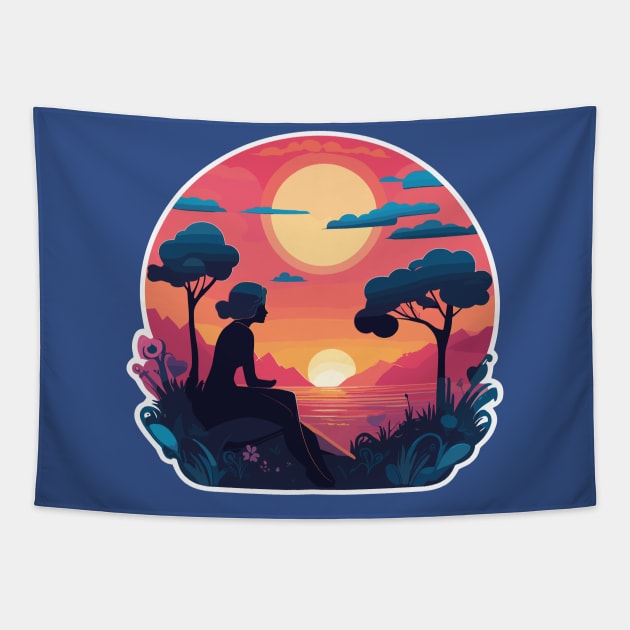 sunset  heart Tapestry by abdellahyousra