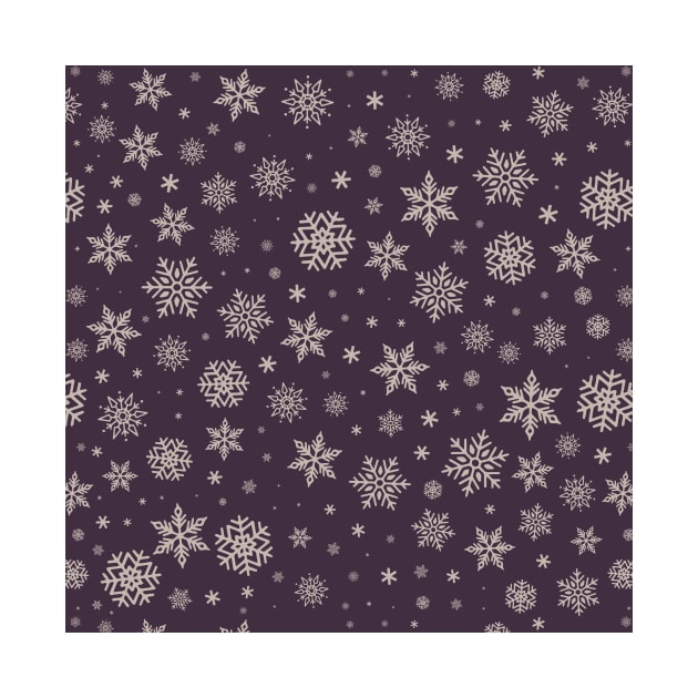 Dark Burgundy Background Winter Snowflakes Pattern by BloomingDiaries